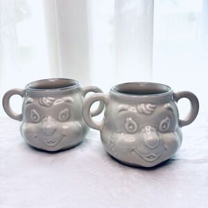 Vintage Pfaltzgraff Yorktowne Stoneware Child's Bear Double Handle Heirloom Mugs